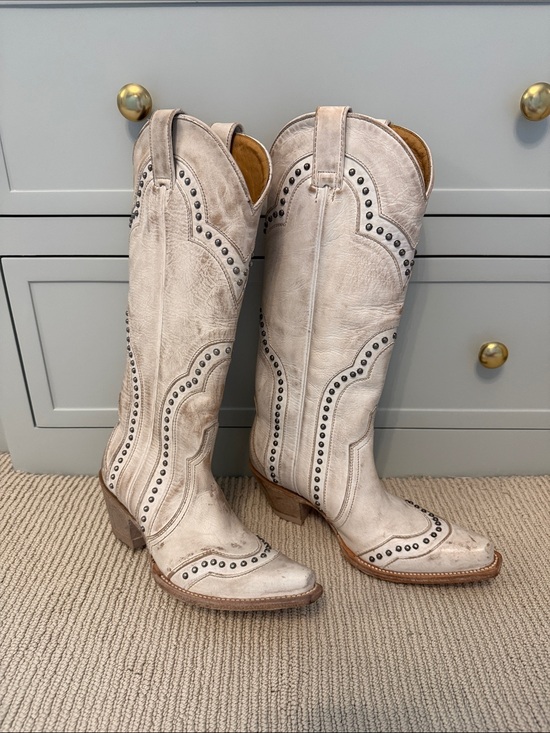 Idyllwind Shoes - Idyllwind Cream Western Knee Boots with Stud Detail